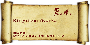Ringeisen Avarka névjegykártya